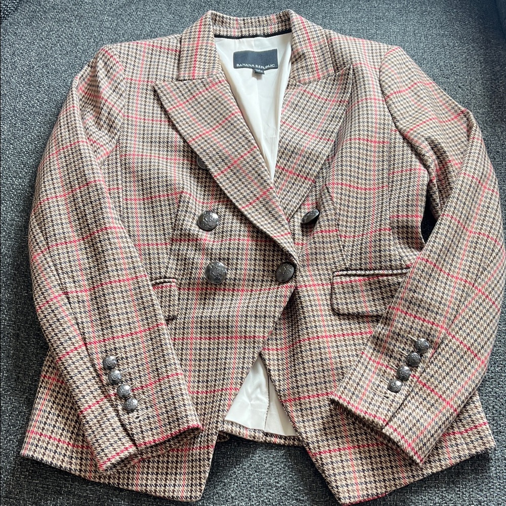 Banana Republic Brown Checkered Blazer